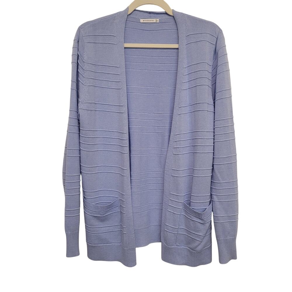 Staccato Light Blue Open Cardigan Lightweight Minimalist Layering Top M Classic